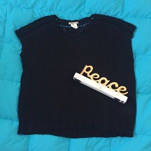 Black cotton knit tank top